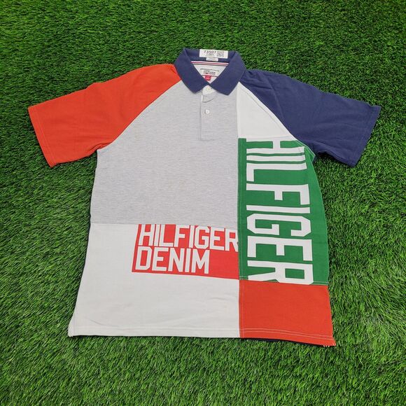 Tommy-Hilfiger Polo Shirt Large 22x27 Blue - Picture 1 of 16